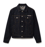 LOGO PINSTRIPE DENIM TRUCKER JACKET