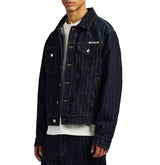 LOGO PINSTRIPE DENIM TRUCKER JACKET