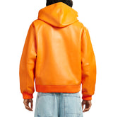 SCRIPT NAPPA LEATHER HOODIE