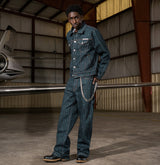 LOGO PINSTRIPE DENIM TRUCKER JACKET