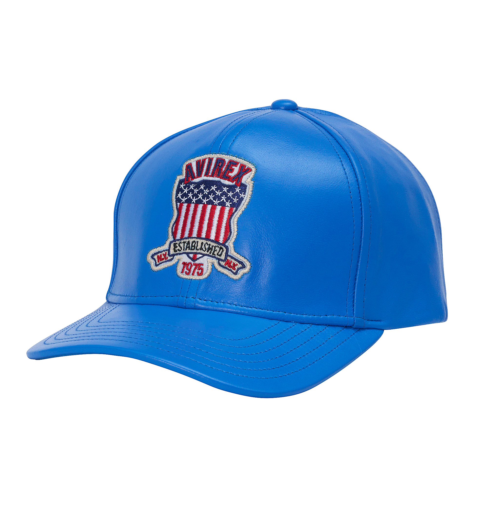 Blue leather cap top