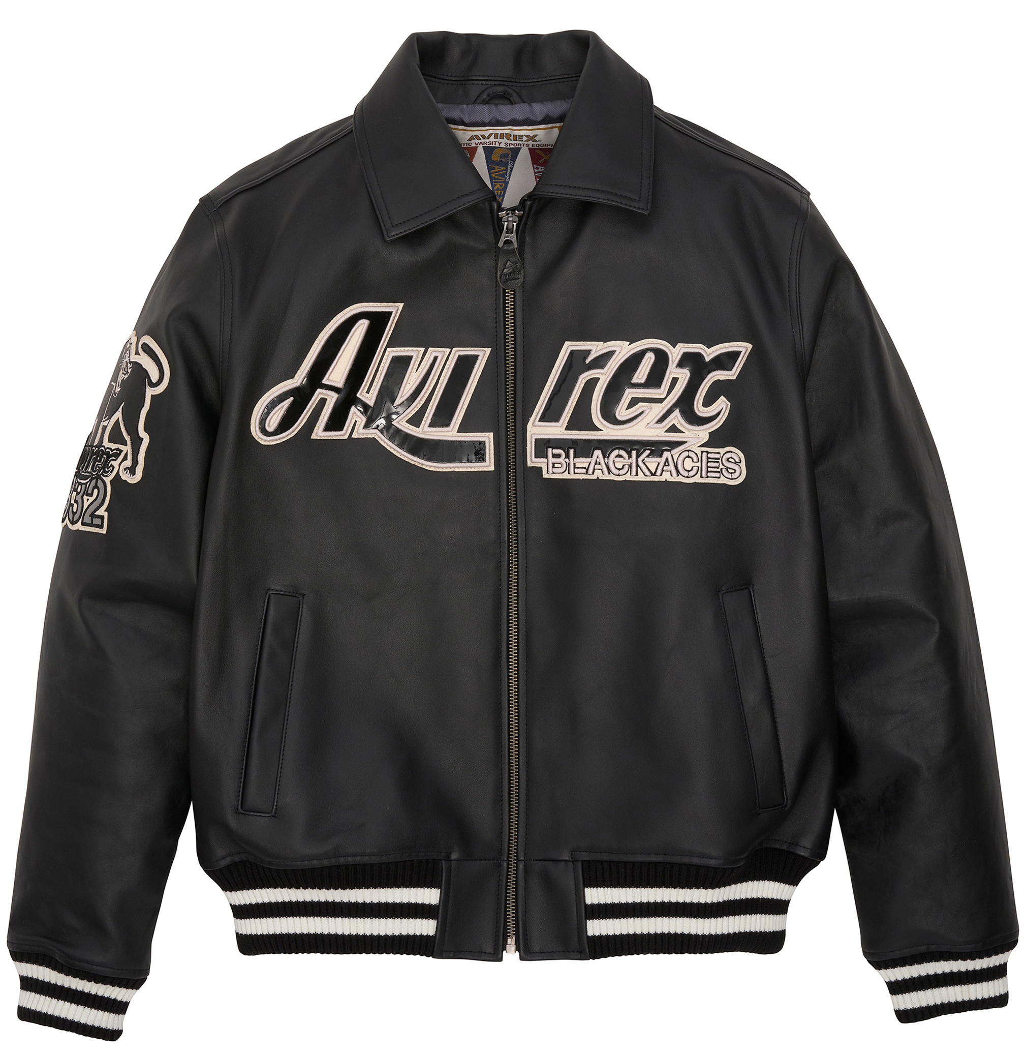 Avirex black shop leather jacket