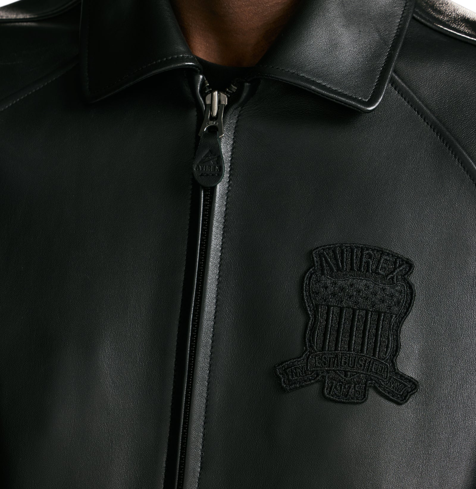 【AVIREX×GDC】Lether Carcoat black New Black Limited Edition Avirex Leather Jacket - Avirex USA