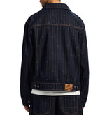 LOGO PINSTRIPE DENIM TRUCKER JACKET