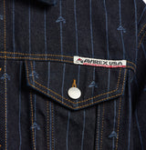 LOGO PINSTRIPE DENIM TRUCKER JACKET