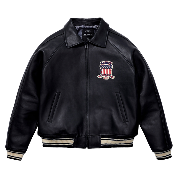 Avirex スタジャンVarsity Jacket M ダークブルー/ベージュ Avirex スタジャンVarsity Jacket M ダークブルー/ベージュ