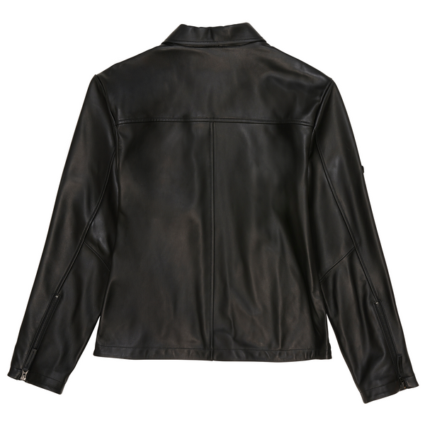 LEATHER AVIATOR SHIRT JACKET