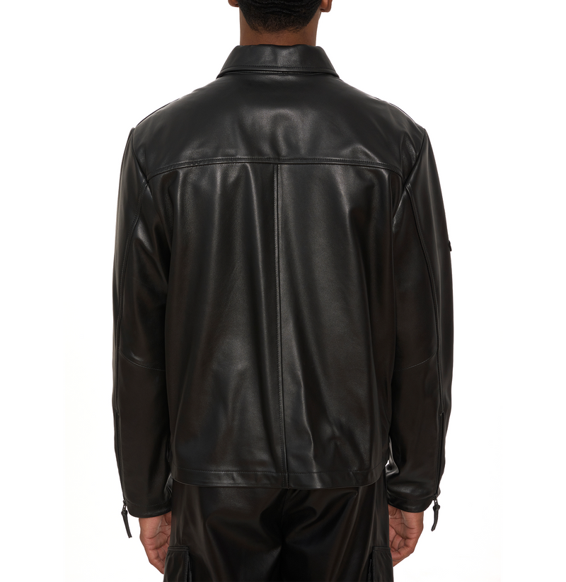 LEATHER AVIATOR SHIRT JACKET