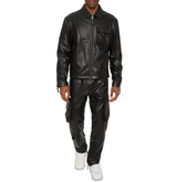 LEATHER AVIATOR SHIRT JACKET