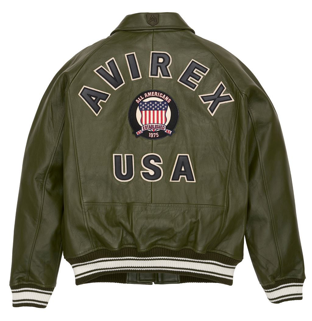 Avirex leather bomber jacket clearance