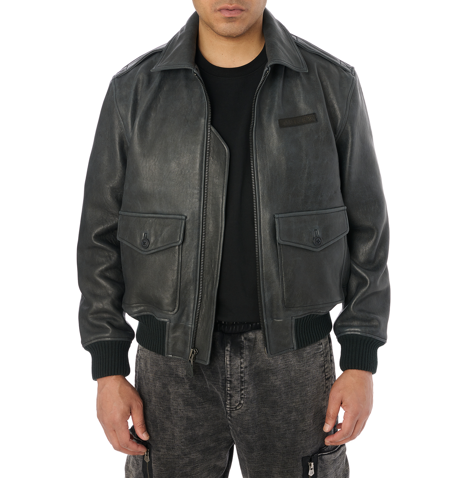 Vintage Avirex Type A-2 Leather Flight Jacket Large US Army