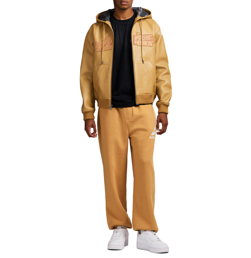 SCRIPT NAPPA LEATHER HOODIE