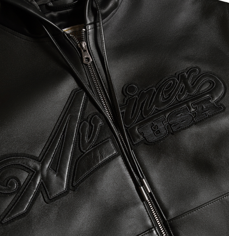 SCRIPT NAPPA LEATHER HOODIE – Avirex SCRIPT NAPPA LEATHER HOODIE – Avirex