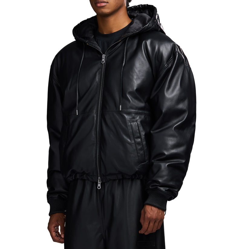 NAPPA LEATHER PUFFER HOODIE