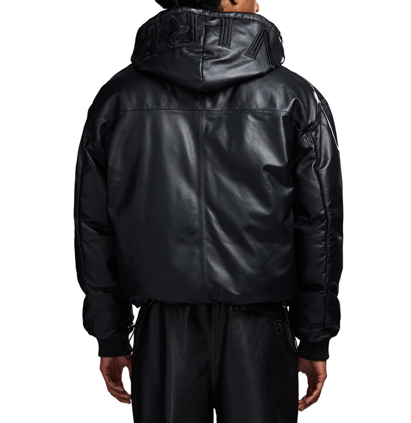 NAPPA LEATHER PUFFER HOODIE