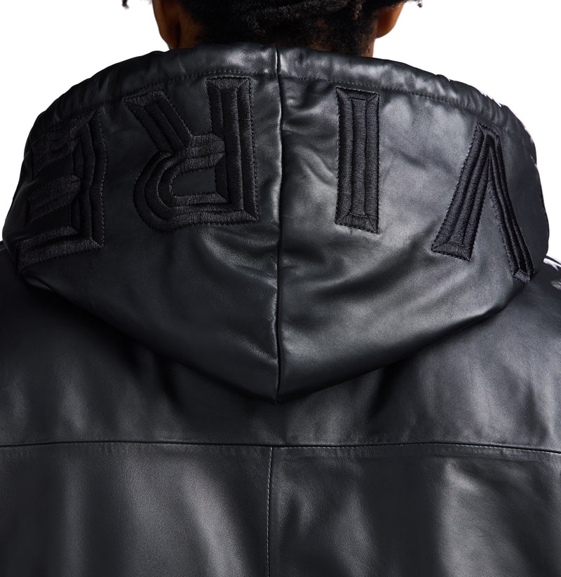 NAPPA LEATHER PUFFER HOODIE