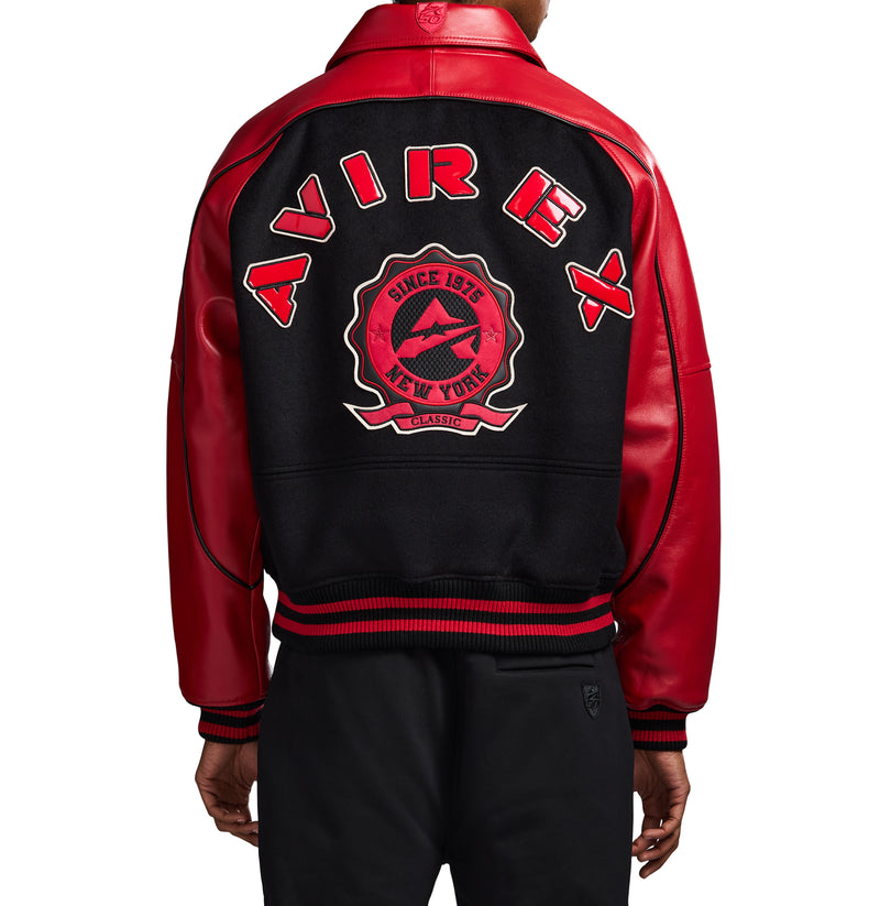 CLASSIC WOOL LEATHER VARSITY JACKET