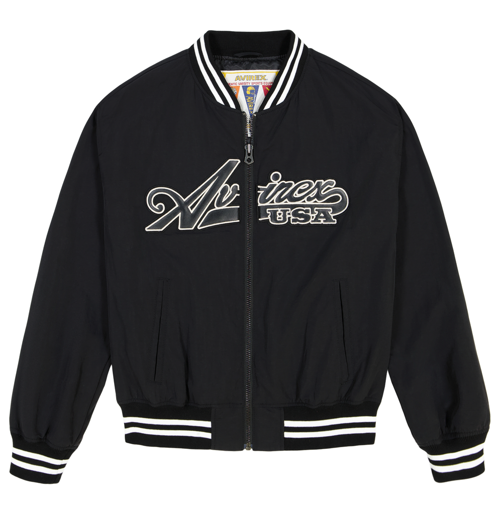AVIREX VARSITY JACKET レター刺繍 ブラック M AVIREX VARSITY JACKET