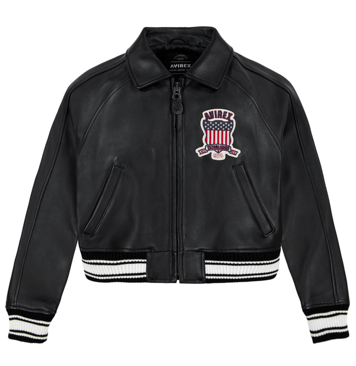 avirex CROPPED ICON JACKET JET BLACK