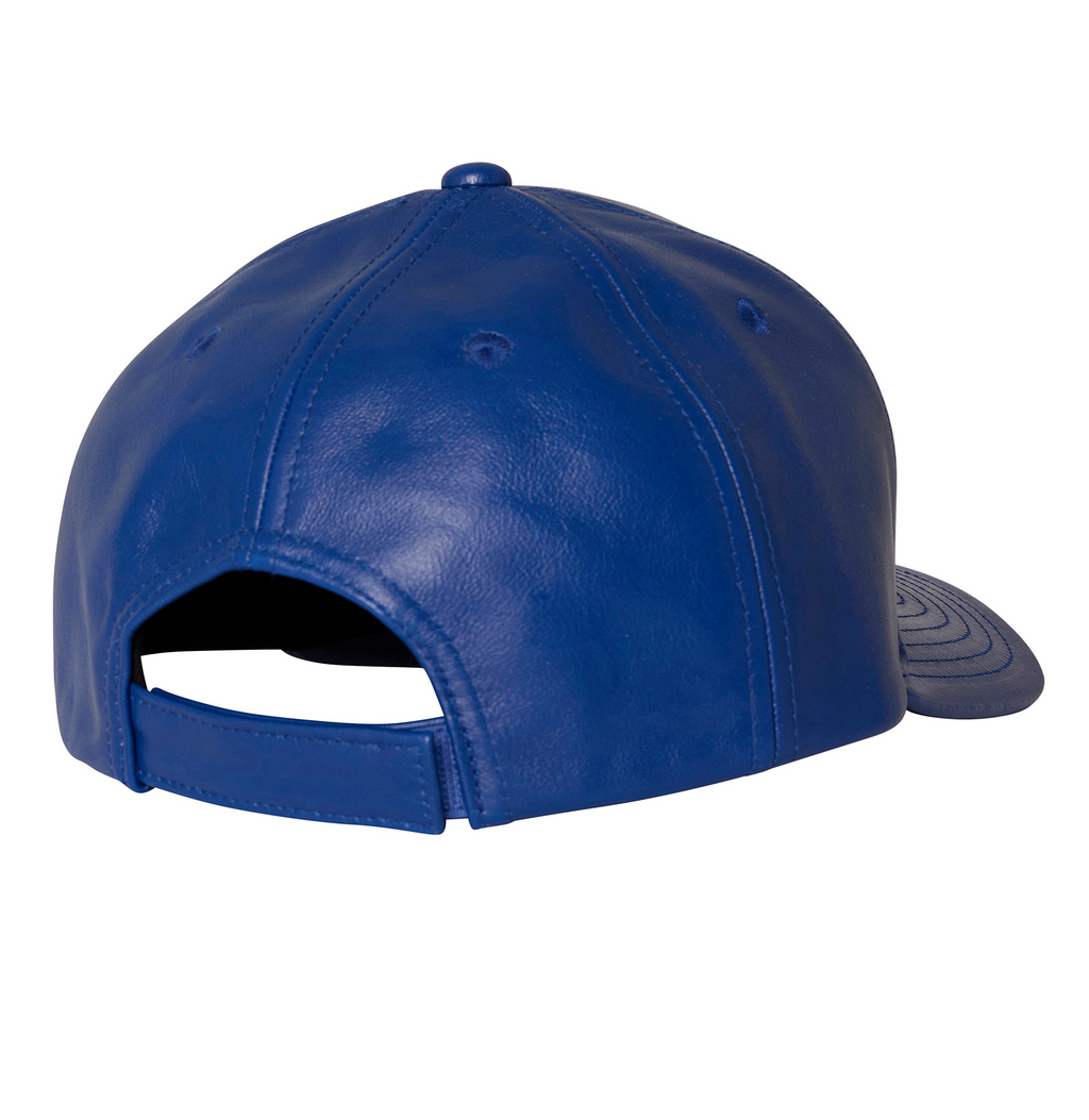 Blue hot sale leather cap